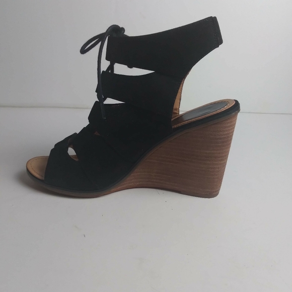 Melrose and Market open toe black lace up suede lace up wedge size 10M. - Picture 6 of 9